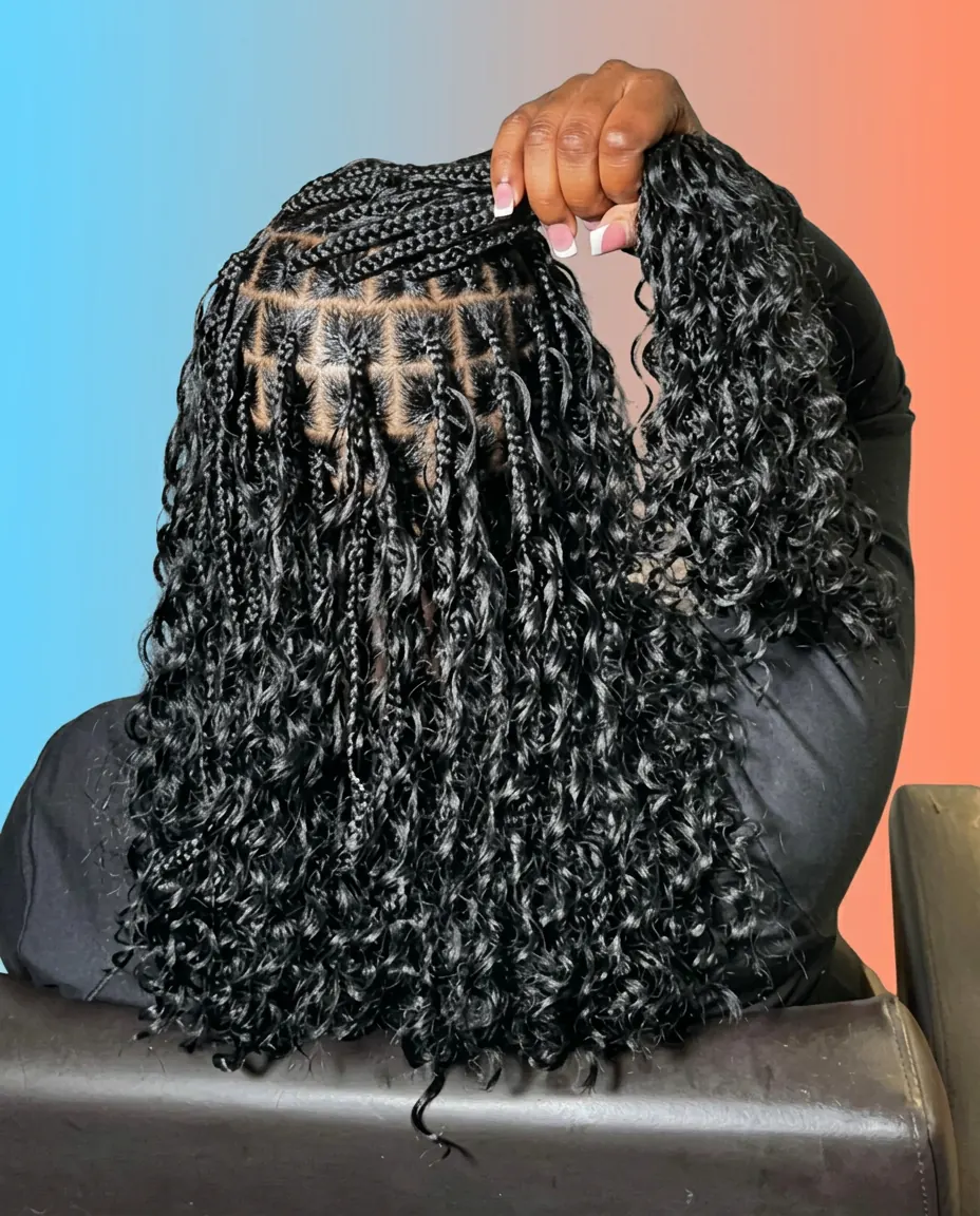 Small medium boho knotless braids